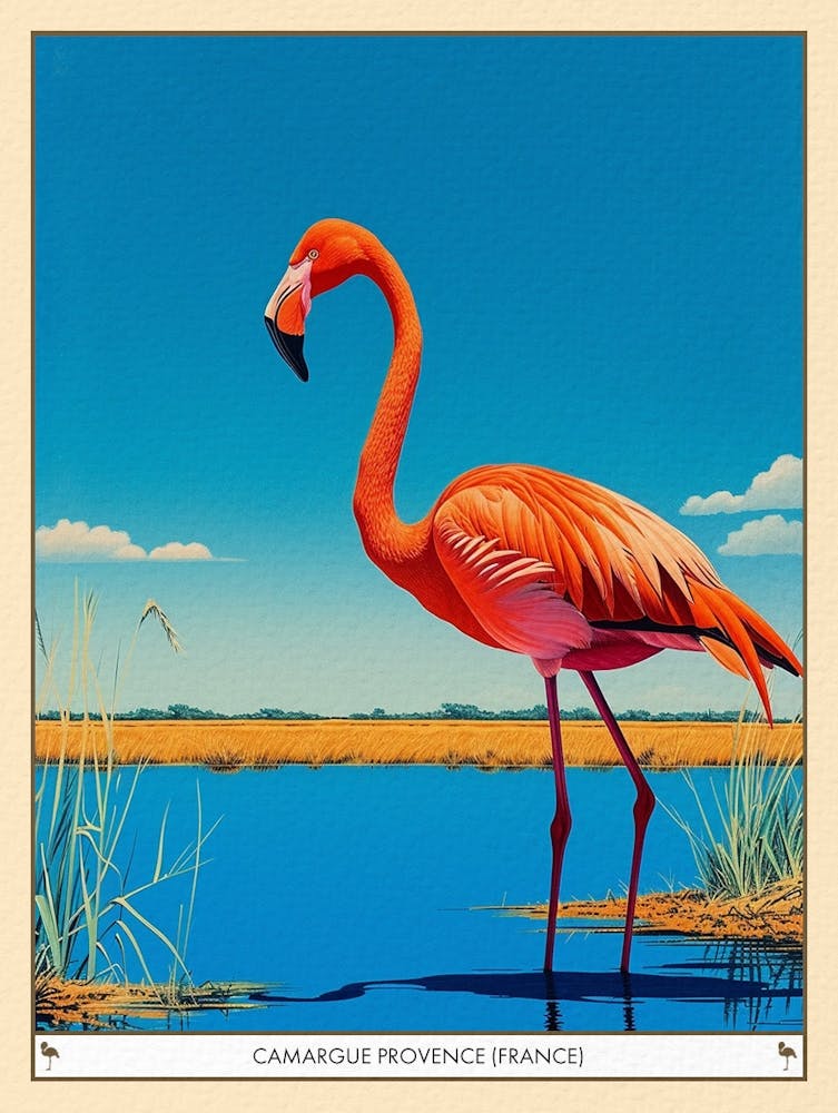Greater Flamingo Camargue Provence France Tropical Illustration 2 Poster