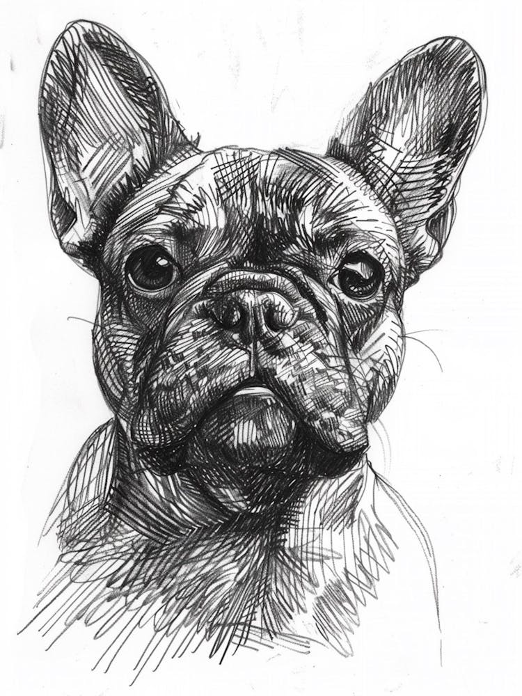 French Bulldog Dog Line Sketch