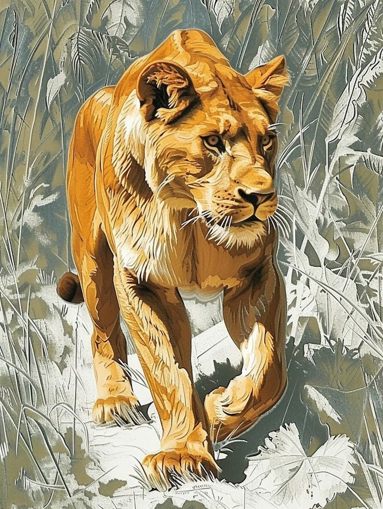 Afrikanische Löwen-Relief-Illustration Löwin 2