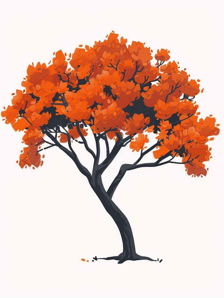 Orange Tree Pixel Illustration 3