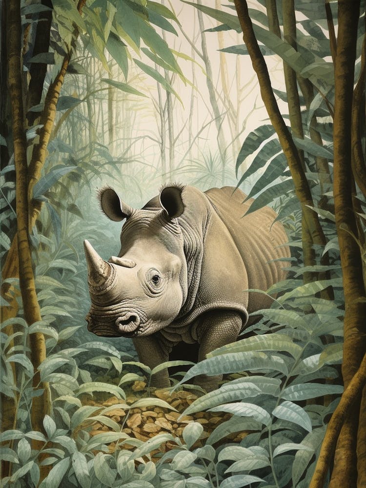 Nashorn erkundet den Wald 8