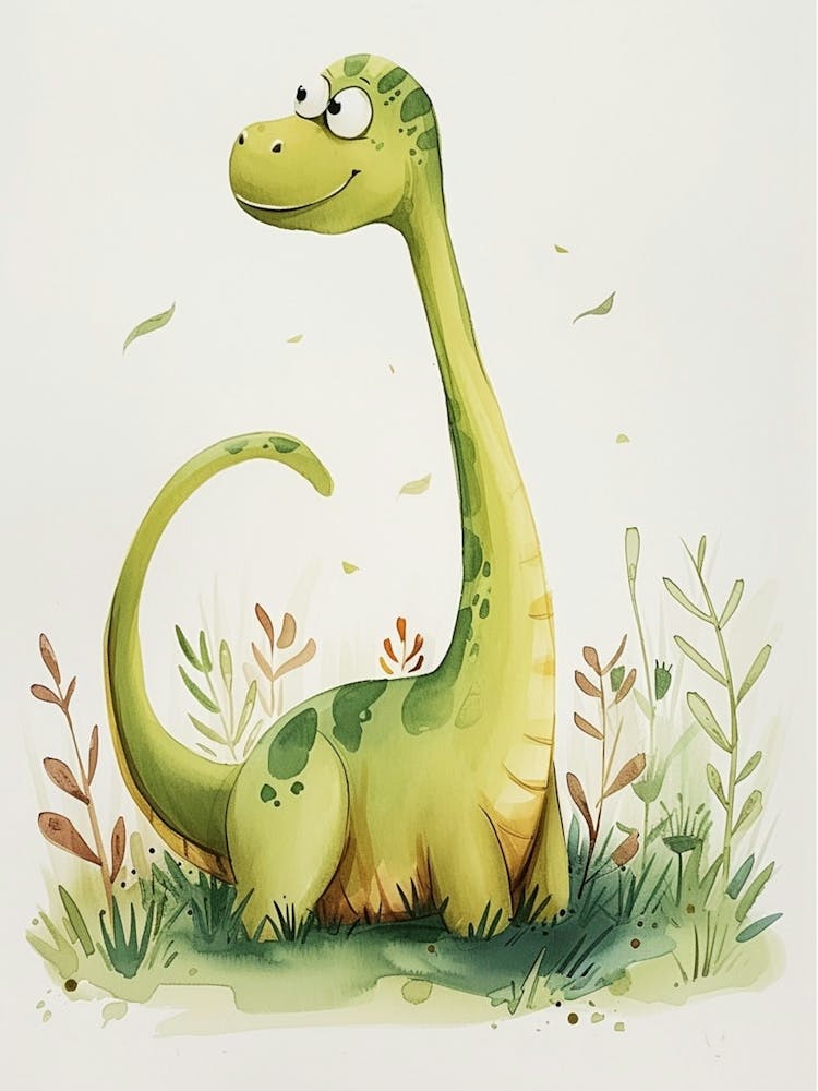 Cute Green Diplodocus Dinosaur