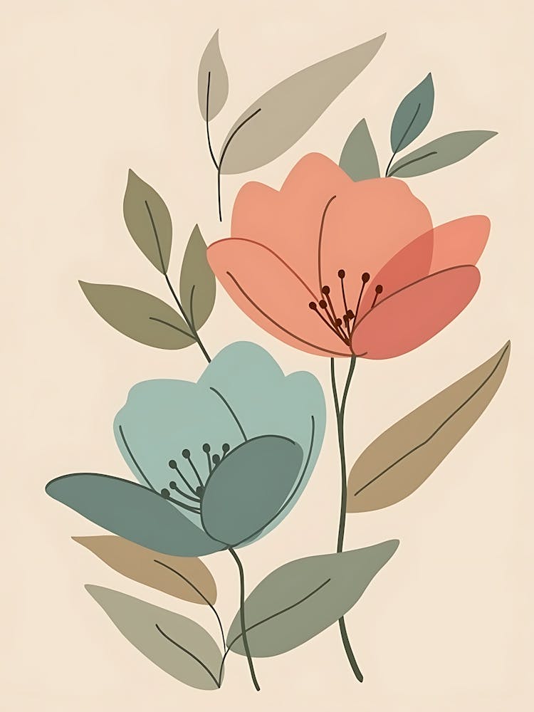 Warm Pastel Botanical Illustration