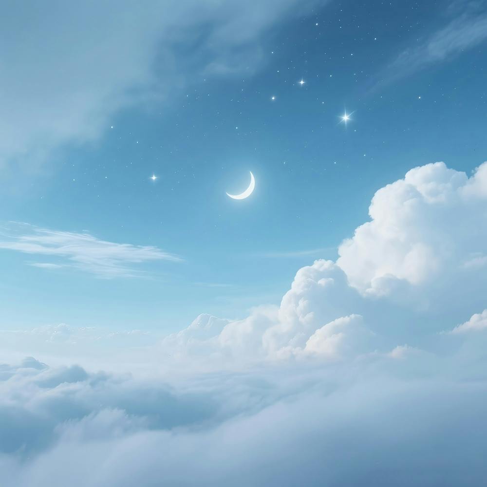 Mond und Sterne am Himmel