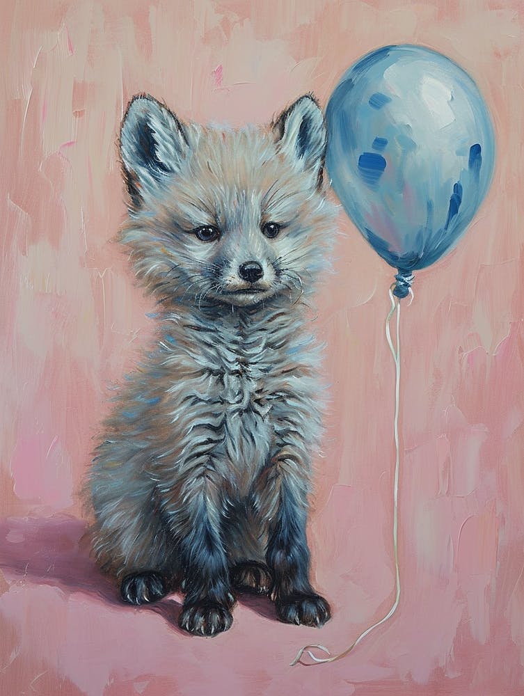 Cute Arctic Fox 2 With Balloon
