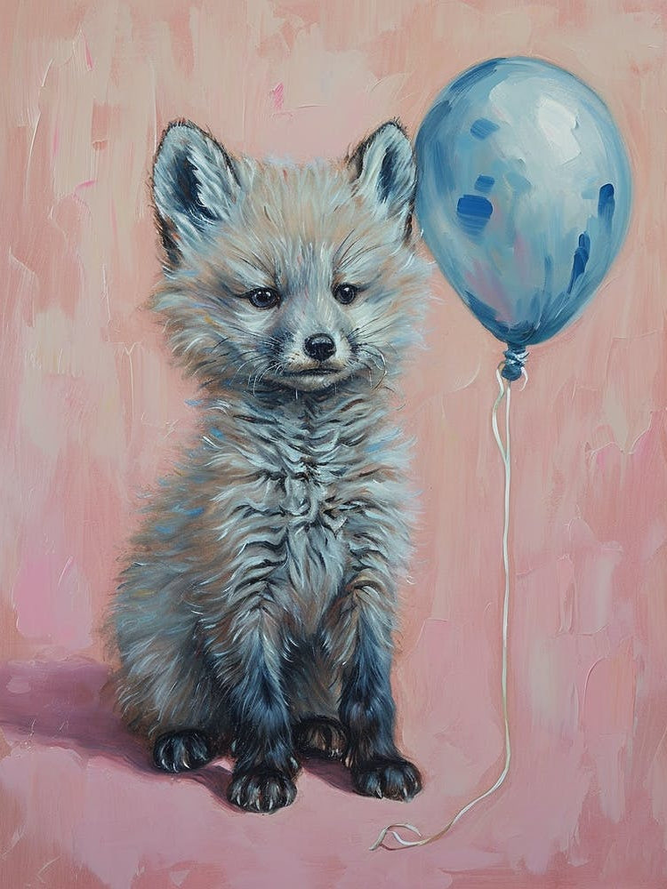 Cute Arctic Fox 2 With Balloon