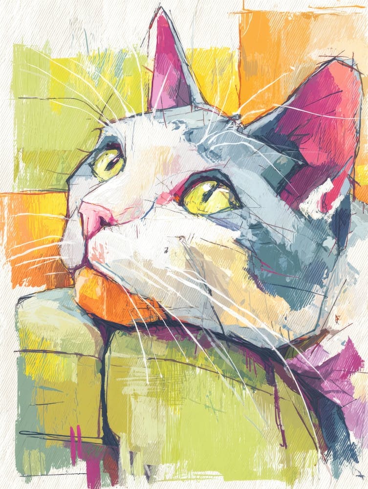 Watercolor Cat On The Couch 34