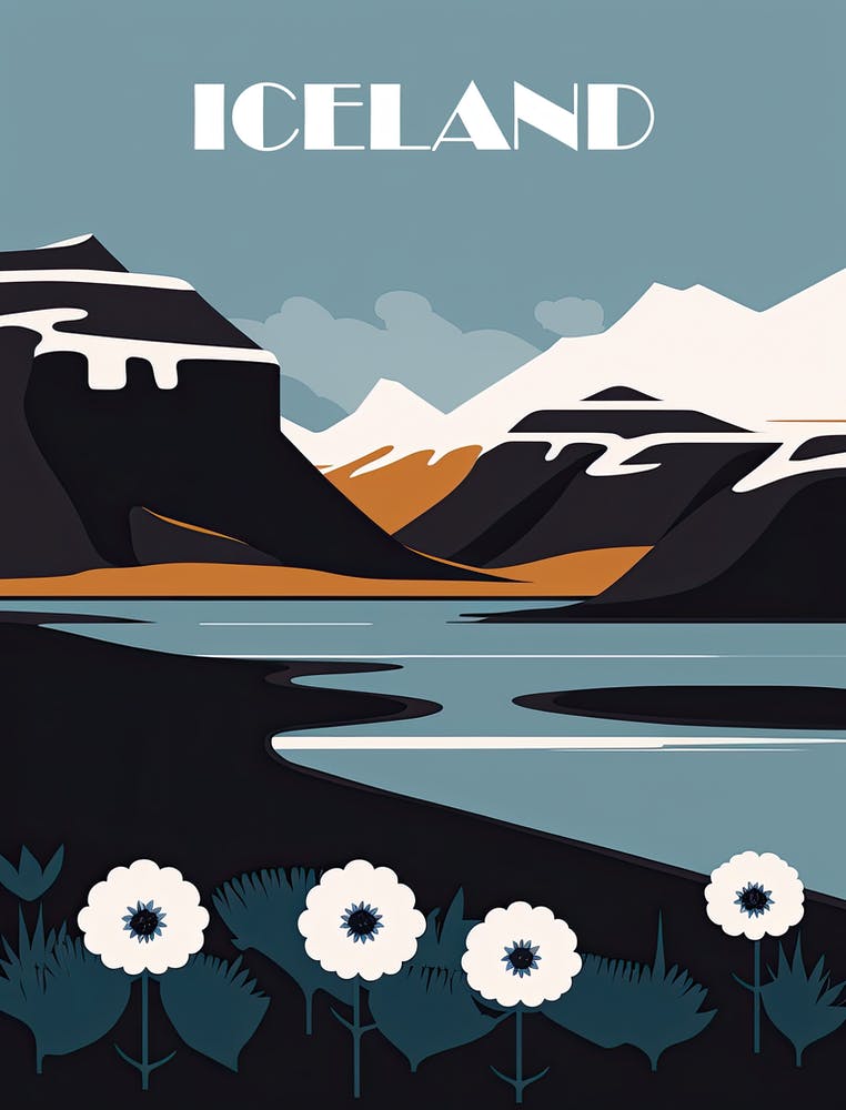 Iceland, Vintage Travel Poster