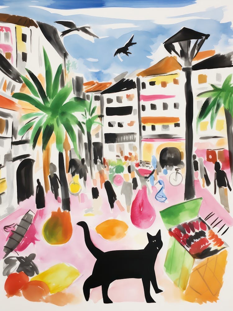 The Food Market In Santander 3 Illustration