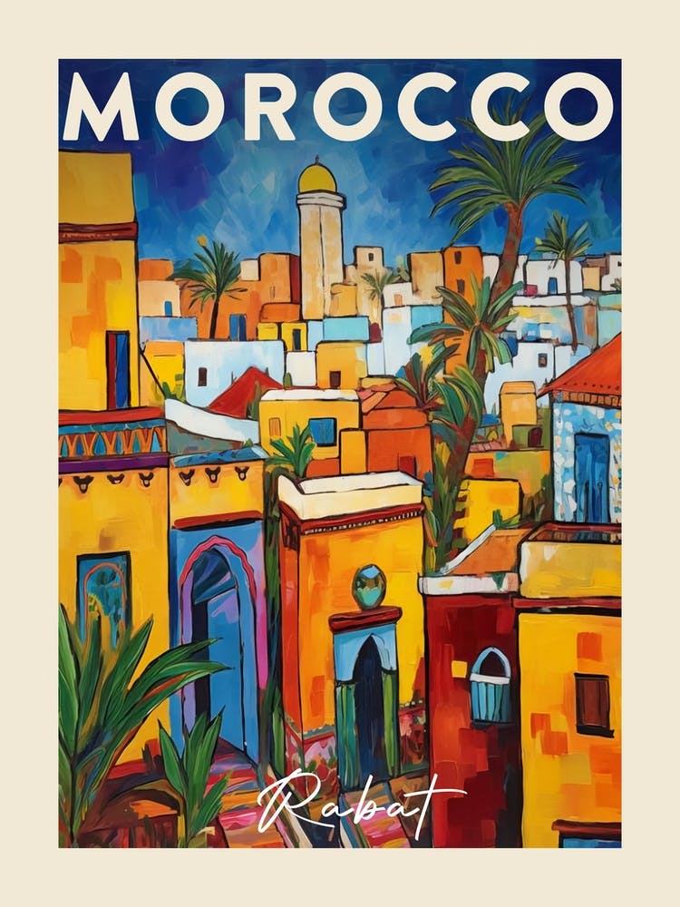 Rabat Morocco 3 Fauvist Painting Travel Poster
