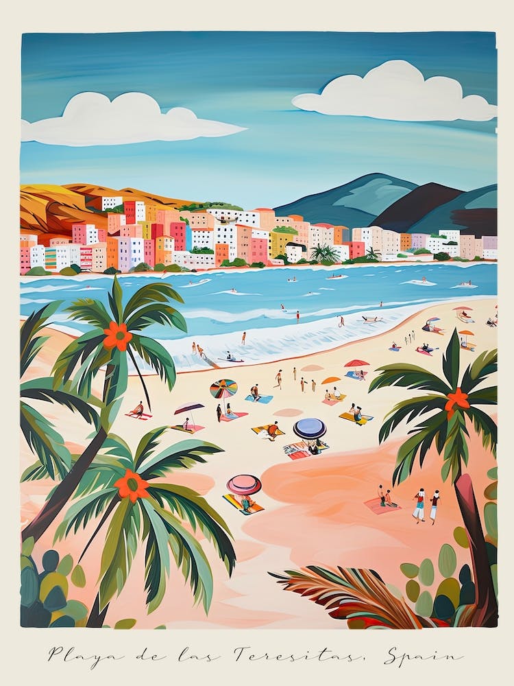 Poster Of Playa De Las Teresitas, Tenerife, Spain, Matisse And Rousseau Style 1