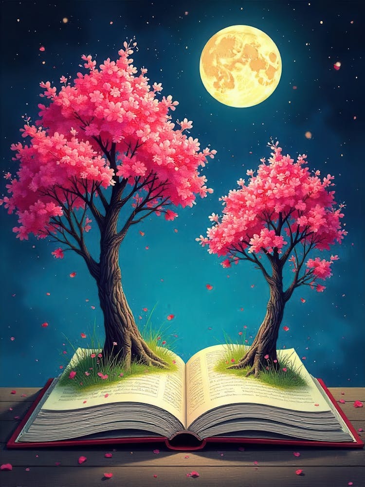 Open Book With Trees