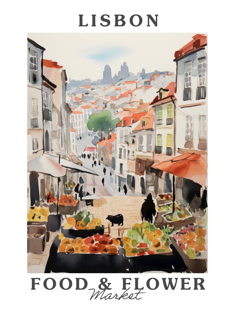 Food Market With Cats In Lisbon 3 Poster