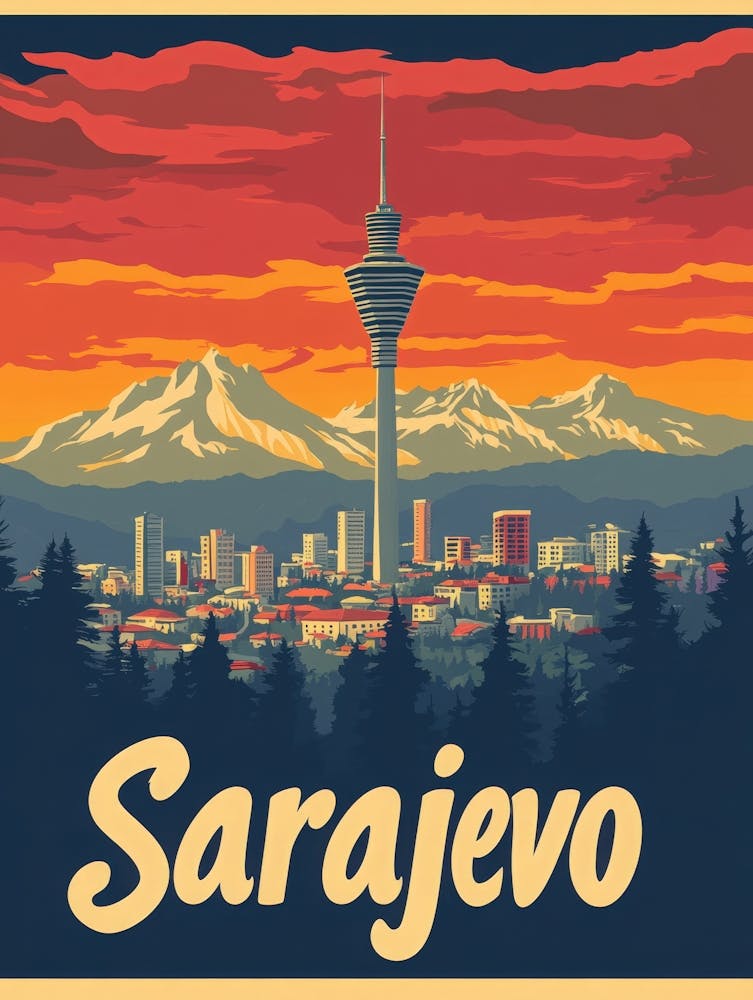 Aihrgdesign A Retro Travel Poster For Sarajevo 3