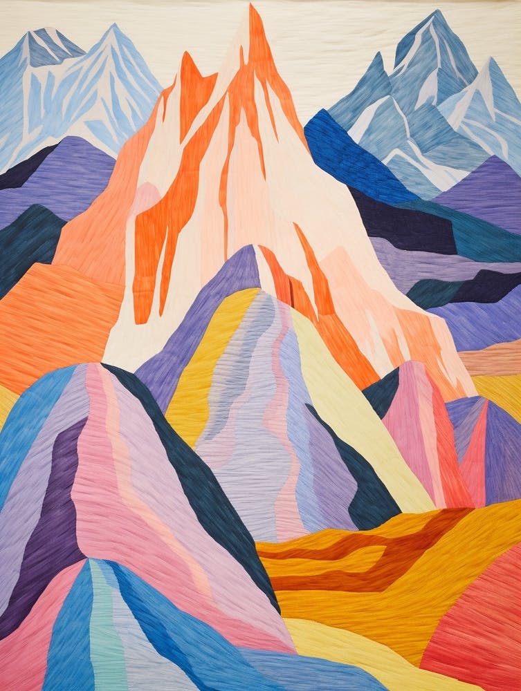 Alpamayo Peru 3 Colourful Mountain Illustration