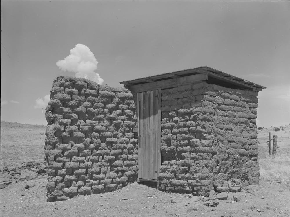 Adobe Privy With Windbreak, Old Walking X Ranch Place Near Marfa, Texas By Russell Lee