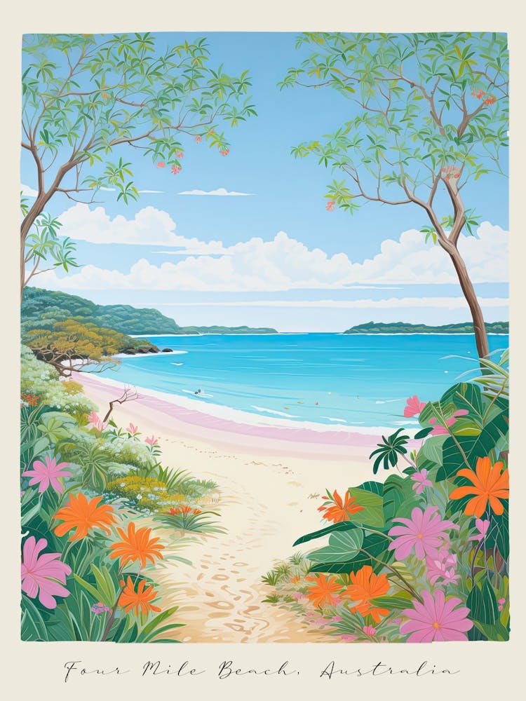 Poster Of Four Mile Beach, Australia, Matisse And Rousseau Style 1