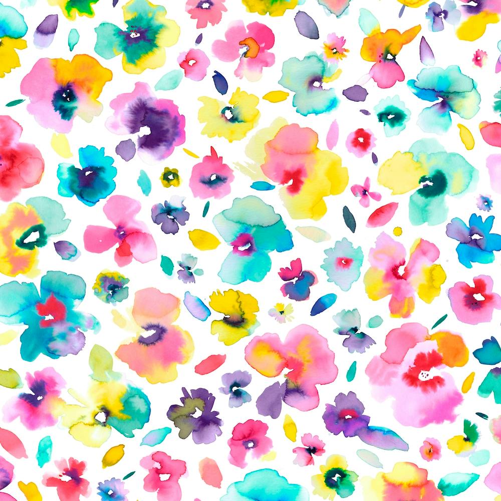 Tropical Flowers Multicolored Square