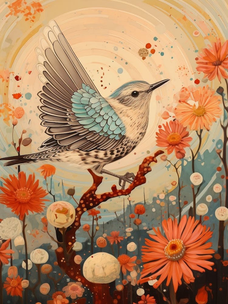Mockingbird Detailed Bird Painting
