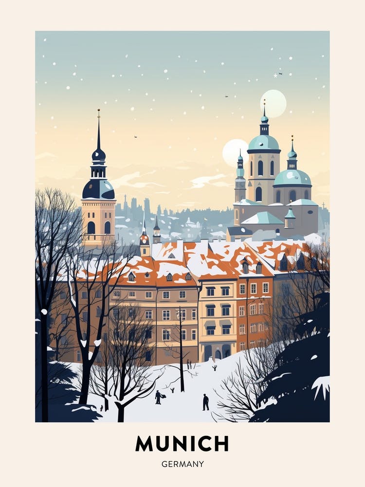 Winter Night  Travel Poster Munich Germany 4