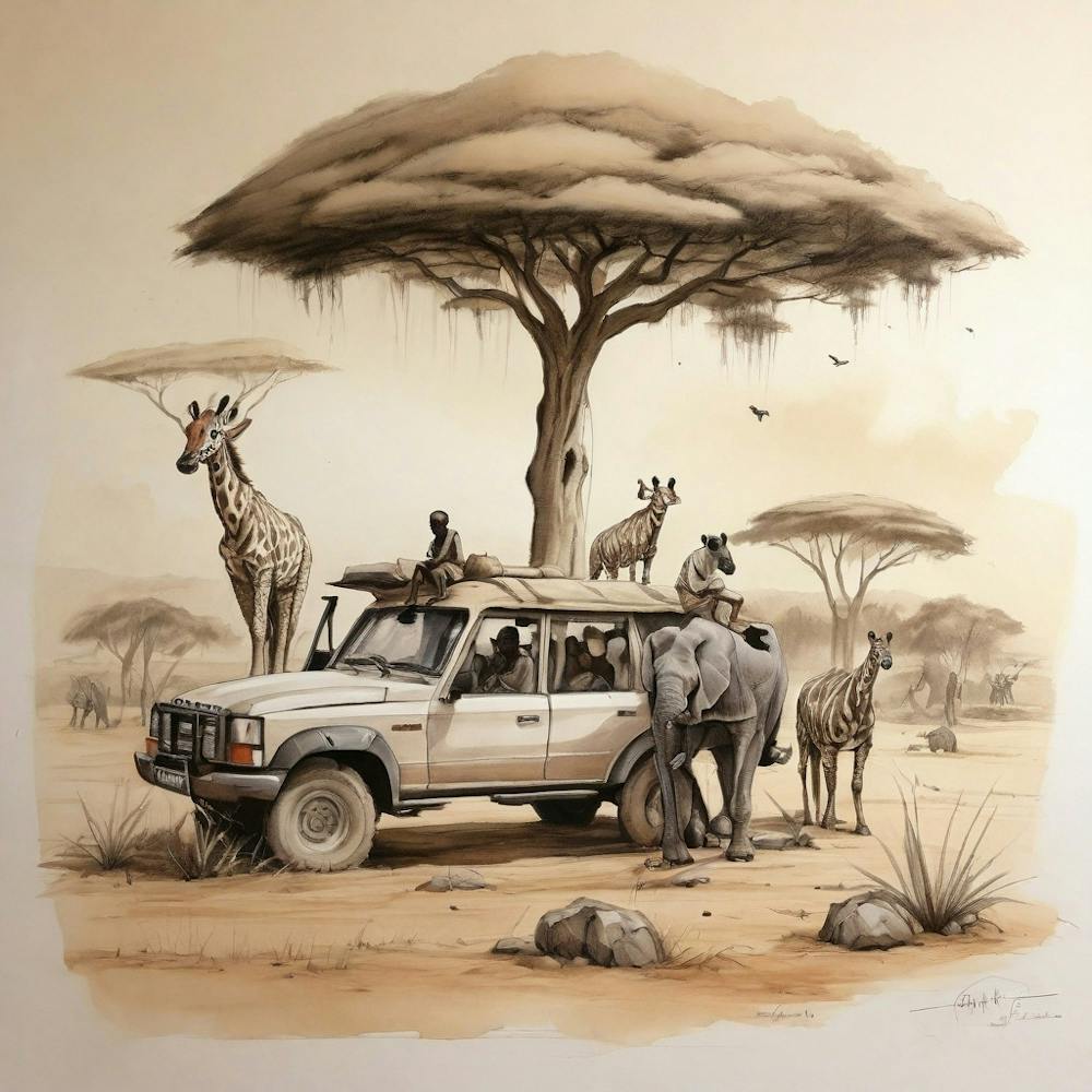 Giraffes And Elephants