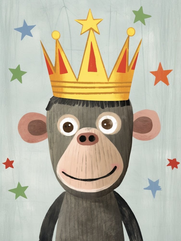 Petit Chimpanzé 1 Portant Une Couronne