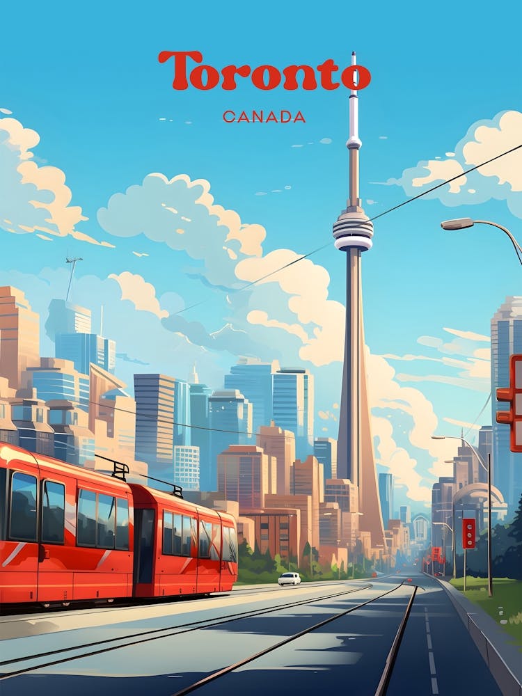 Toronto Canada Summer Travel Art Illustration