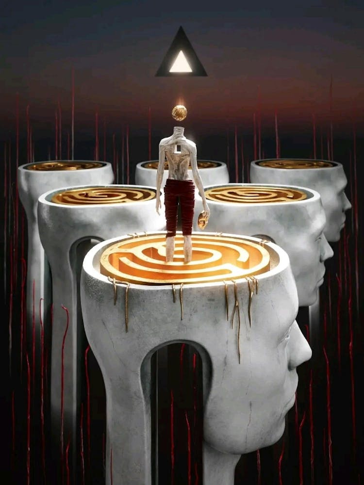 Man Standing In A Maze