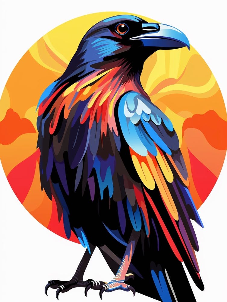 Colourful Geometric Bird Raven 2