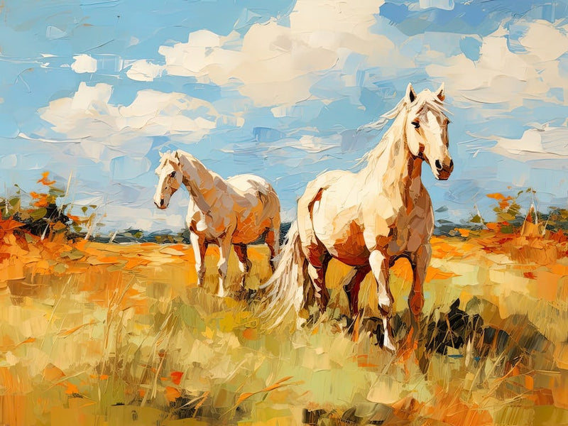 Horses Painting In Montana, Usa, Landscape 3