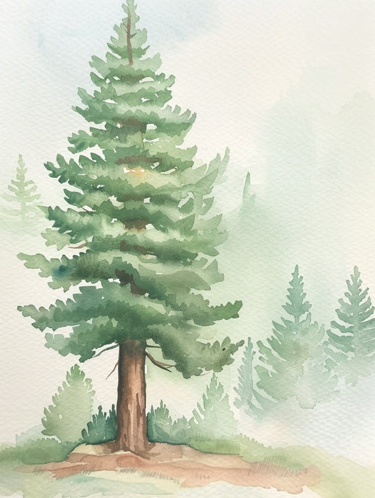 Redwood Tree Atmospheric Watercolour Painting 3