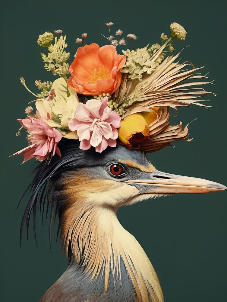 Bird With A Flower Crown Green Heron 1