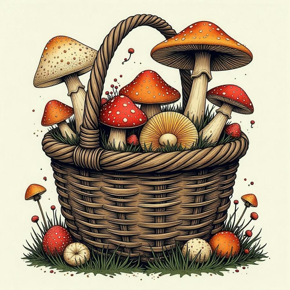 Basket Of Mushrooms