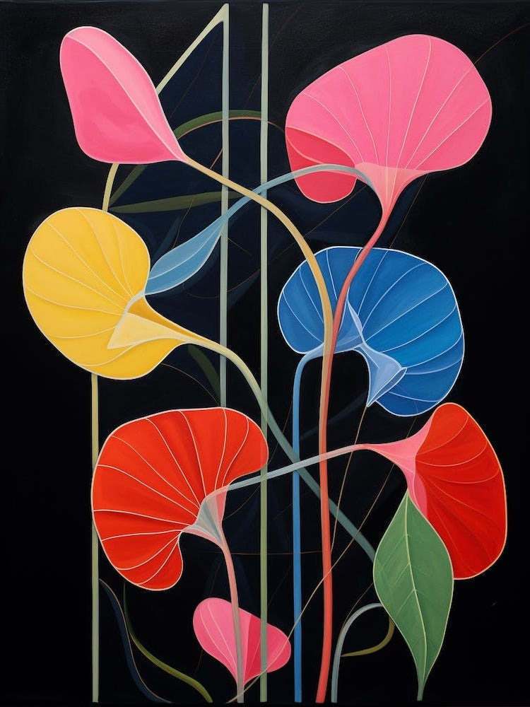 Sweet Pea 1 Hilma Af Klint Inspired Flower Illustration