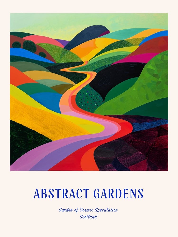 Colourful Gardens Garden Of Cosmic Speculation Scotland 1 Blue Poster