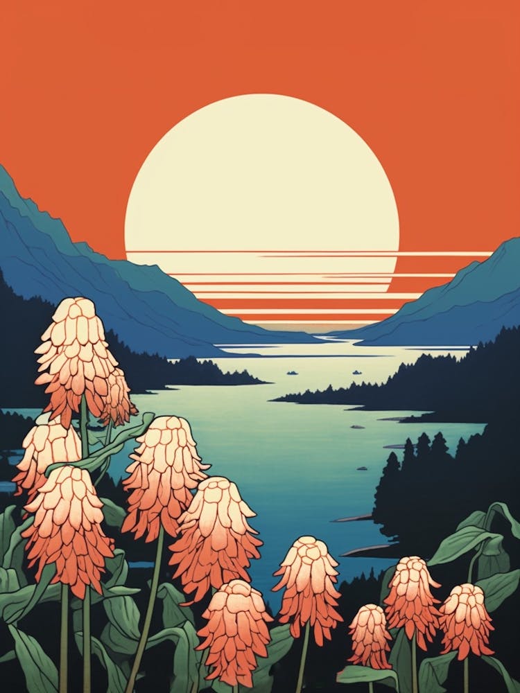 Lake Toya, Japan Vintage Travel Art 1