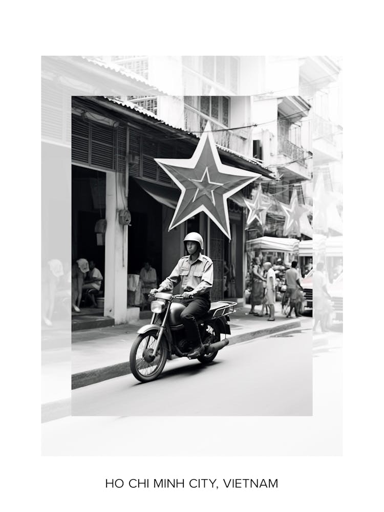 Poster Of Ho Chi Minh City, Vietnam, Black And White Old Photo 1