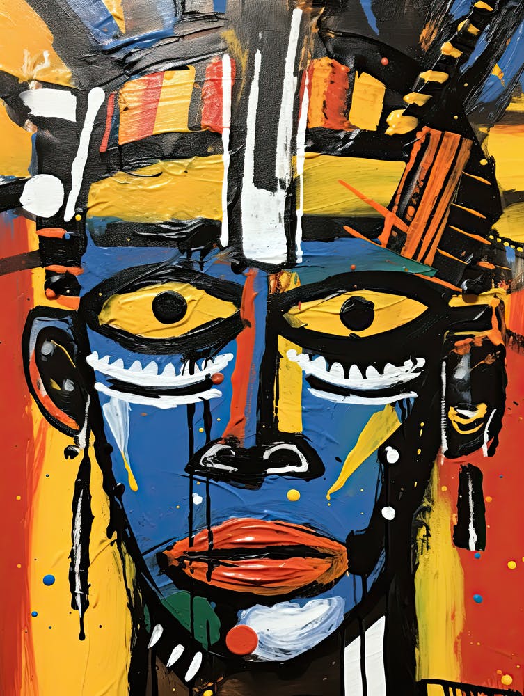 African Head Basquiat style