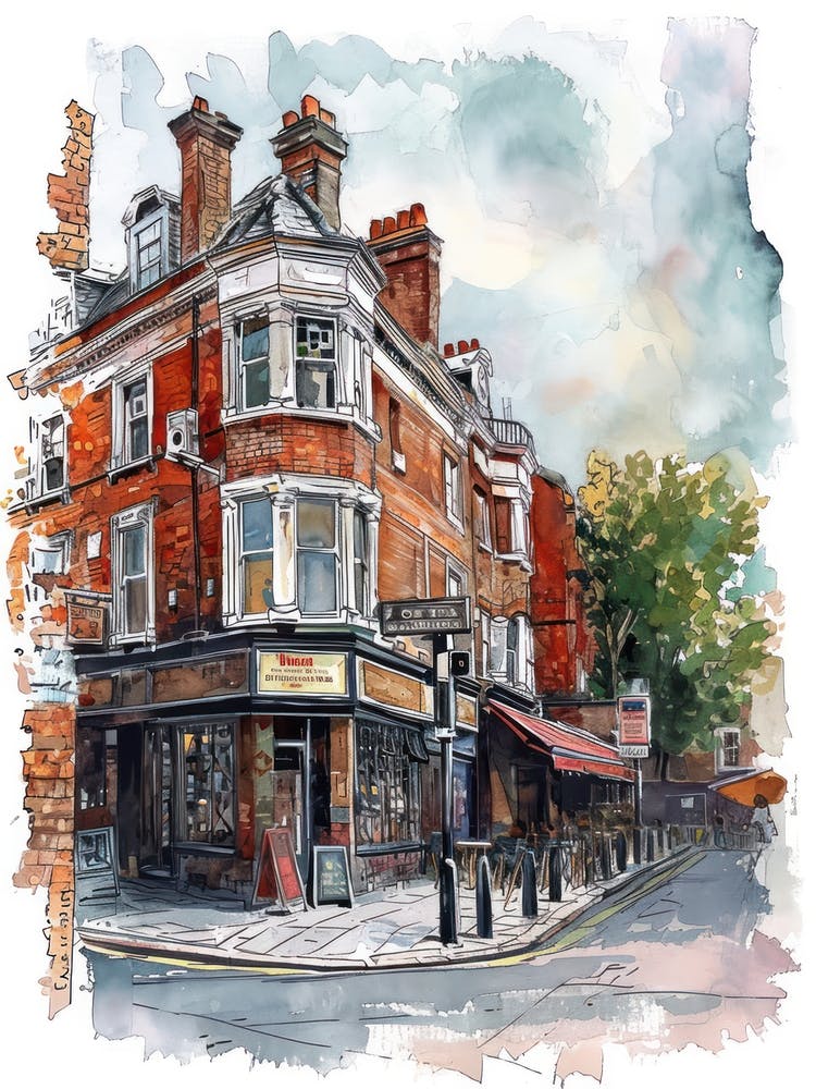 Redbridge London Borough   Street Watercolour 1