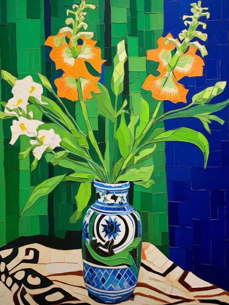 Flowers In A Vase Still Life Painting Larkspur 3