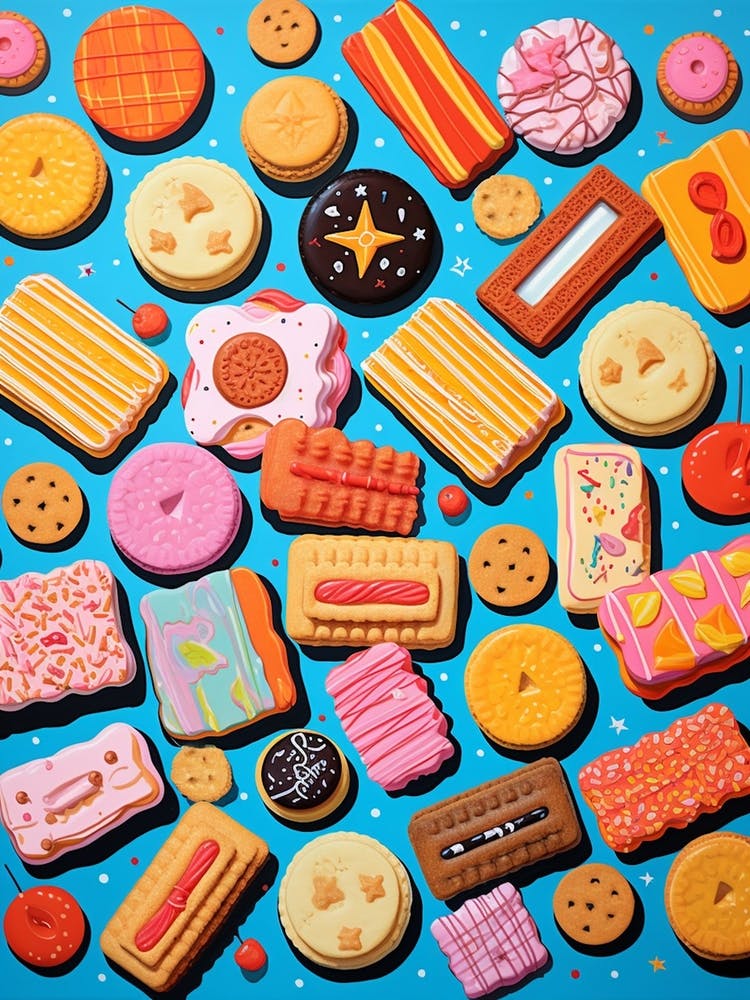 Motif biscuits colorés et douceurs 2