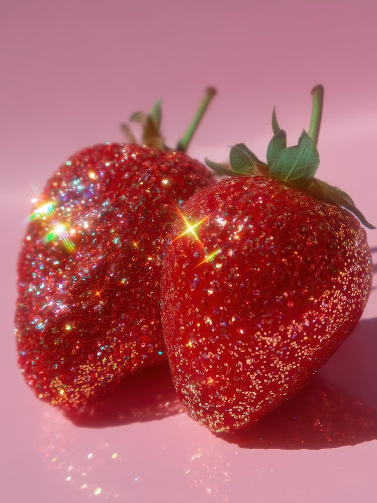 Two Strawberries With Glitter