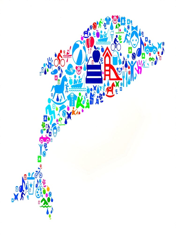 Dolphins Vacation And Summer Fun Icons Background