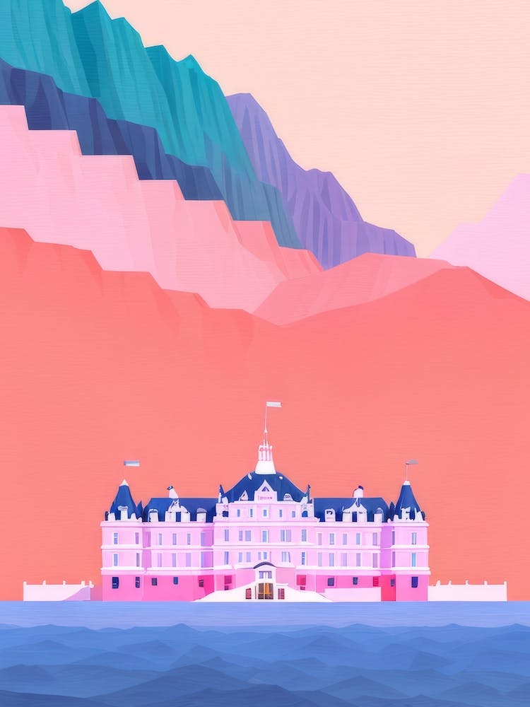 Pink Blue Purple Hotel Waterside Waterfront Mountain Inlet Architecture