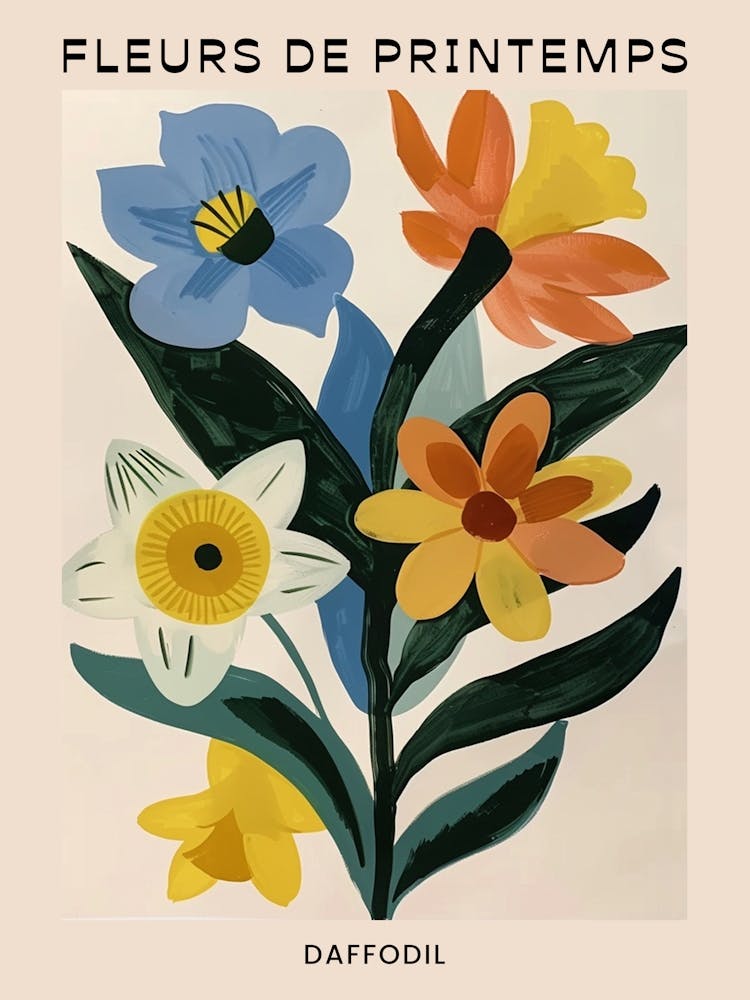 Spring Floral French Poster  Daffodil 2