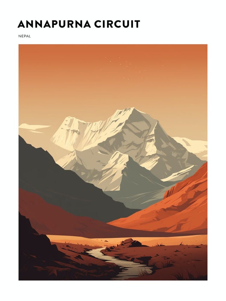 Annapurna Circuit Nepal 1 Hiking Trail Landscape Poster
