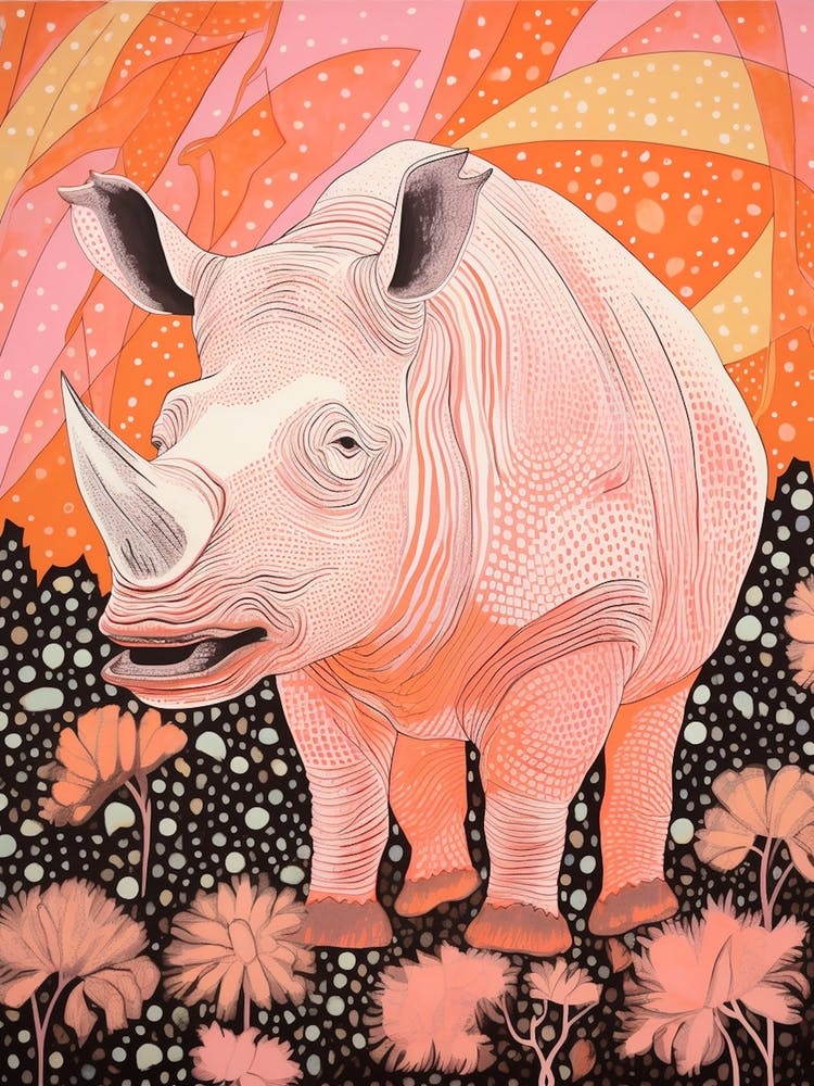 Rhino Abstract Geometric Orange & Pink 2