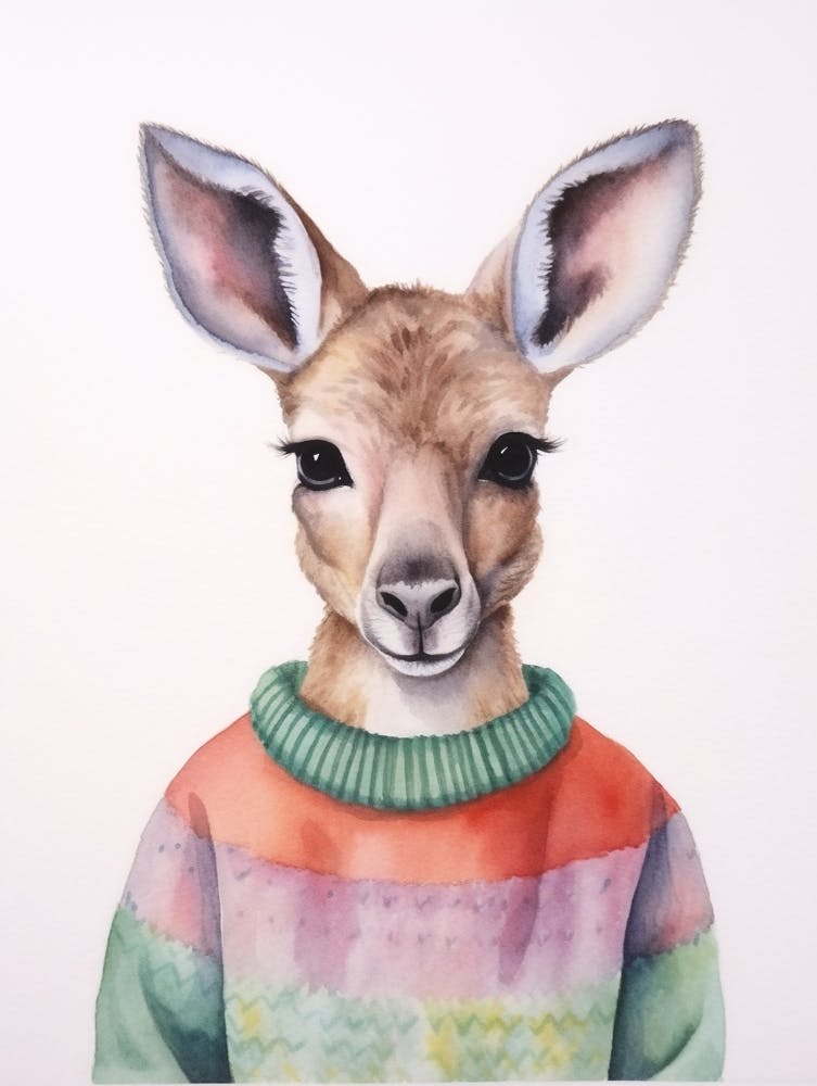 Bébé Kangourou en Aquarelle