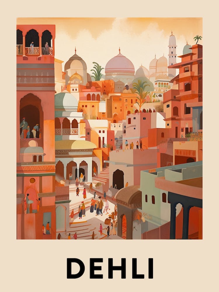 Dehli 6 Vintage Travel Poster