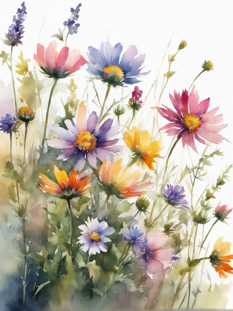 Fleurs à l'Aquarelle Impression sur Toile